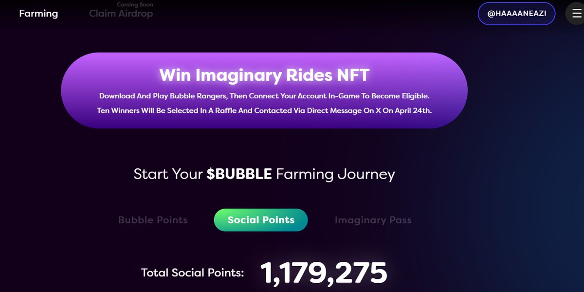 haaaaneazi's tweet image. $BUBBLE BOOST CHECKPOINT 🚨📍

Broke into 1 Mil points with todays update 👀

$PARAM ending soon too - lets get it 🪂 soon