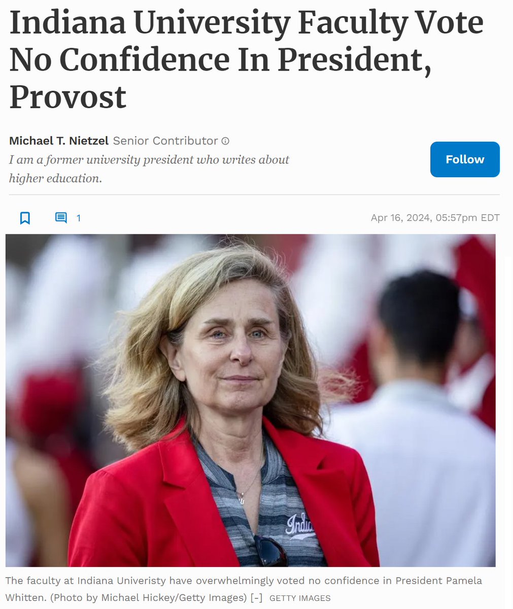 JakeDrukman's tweet photo. One administrator told me I had not done my job as a reporter, and that I was throwing around baseless accusations.

This week, 93% of faculty at her current university voted no confidence in her, for the same reasons as those I reported on five years ago. https://t.co/7tTeprIUam