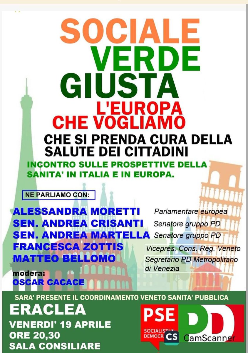 Domani parteciperò all’incontro organizzato dal Partito Democratico di Eraclea per discutere le nostre idee per l’Europa del futuro. Insieme agli altri ospiti, parleremo in particolare delle prospettive della sanità in Italia e nel continente. Vi aspetto!