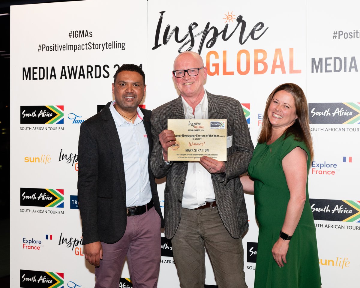 🥁Huge congratulations to @MarkofDartmoor for winning Consumer Newspaper Feature of the Year (print) - UK & Europe for ‘Europe’s rival of Yellowstone National Park home to bears and dracula ‘ published in @TelegraphTravel at the #IGMAs 2024. Kindly sponsored by @southafricauk
