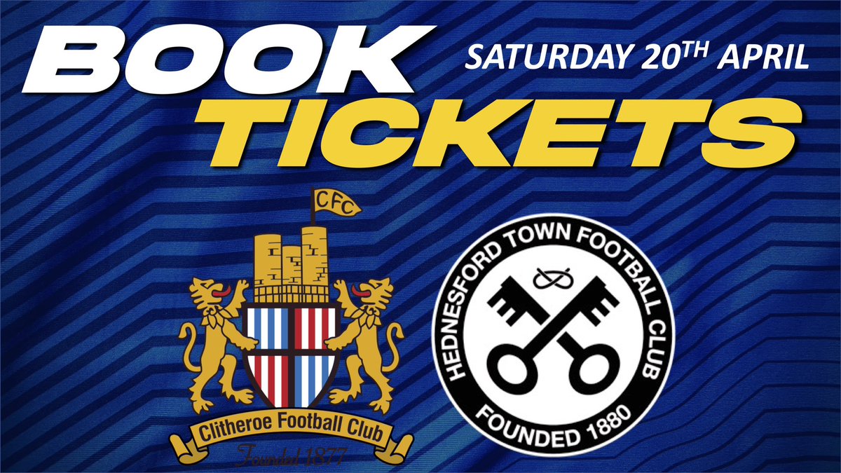 🏟️ FINAL HOME GAME - Book your ticket for our last home game of the season against @Hednesford_Town this Saturday. 

Beat the queues with a ticket & enter via our priority turnstile! 

Tickets 👉 tinyurl.com/3xerrvny

#clitheroe | #ourtownyourclub | #UTB