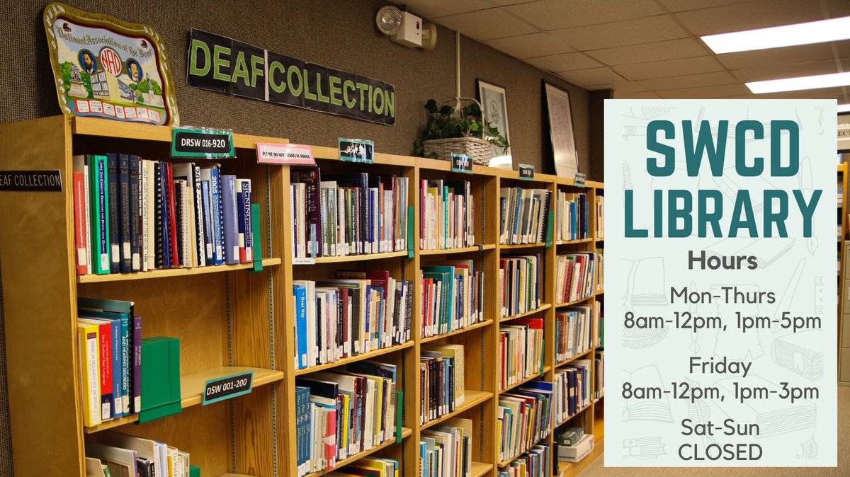 The library at SWCD is a great place to hang out, study, collect information, or enjoy a book. 
.
#GoToSWCD #DeafCollege #Deaf #DeafCulture #DeafEducation #ASL