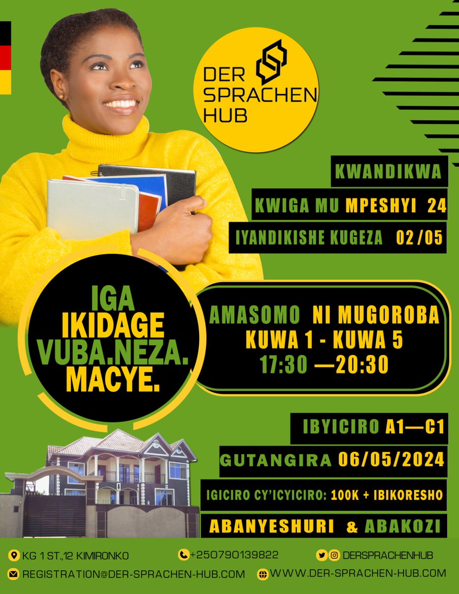 DerSprachenHub's tweet photo. @Akasamutwe250 Abashaka kubaka inganda nabagira imana zo kwiga #ikidage #Vuba. #Neza. Kuri #Make kandi ni ibikoresho #Byiza bakaza kureba mu #Budage no mubindi bihugu bikoresha #ikidage uko inganda zubakwa ndetse n'amamashini atari amashinwa #AKEZA KARIGURA
https://t.co/WacEM77QF6 https://t.co/GzoKiTXGxr