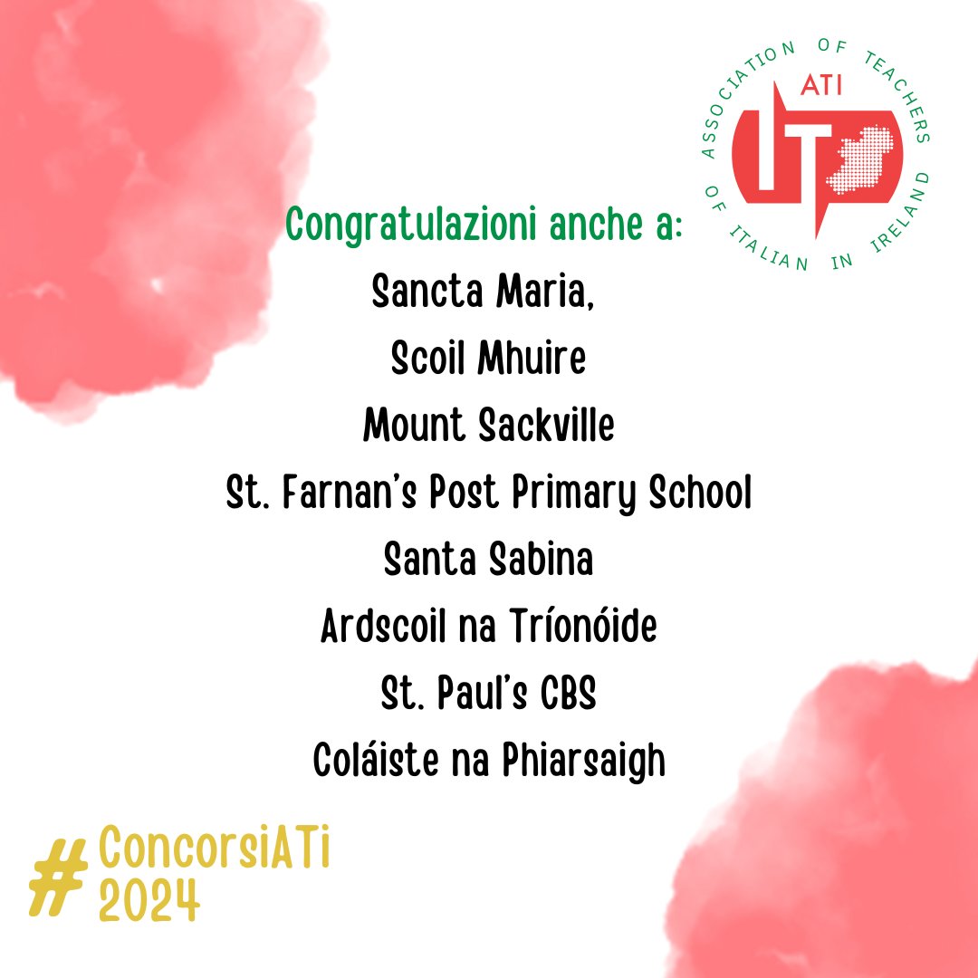 🏆 CONGRATULAZIONI AI NOSTRI VINCITORI 🏆
👏🏻 Bravi ragazzi ! 👏🏻 (2)
#ATi #ItalianTeachers #italiano #iic #ambasciataitalianairlanda