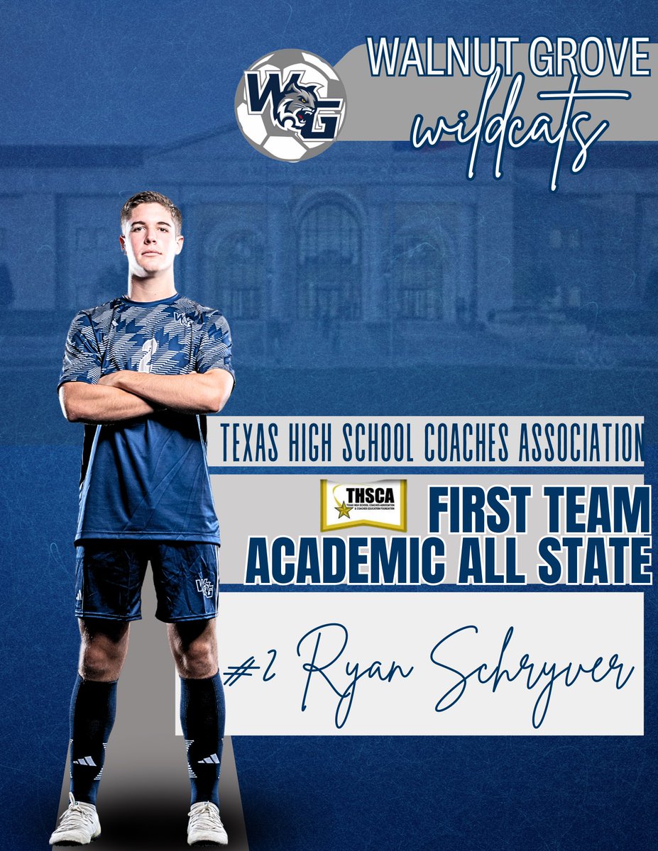 Congrats to Ryan Schryver being named to THSCA ALL STATE ACADEMIC 1st TEAM.  Future is bright for this young man!  Alabama you got a good one!  

@PISD_Athletics @WalnutGroveHS @THSCAcoaches