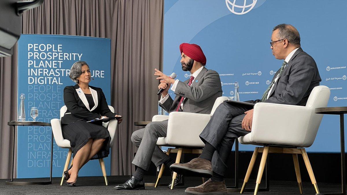 The @WorldBank will help countries reach 1.5 billion people with more and better health services by 2030 with @WHO and other partners. - Ajay Banga, World Bank President. Watch #WBGMeetings now: wrld.bg/CoG850R6qu7