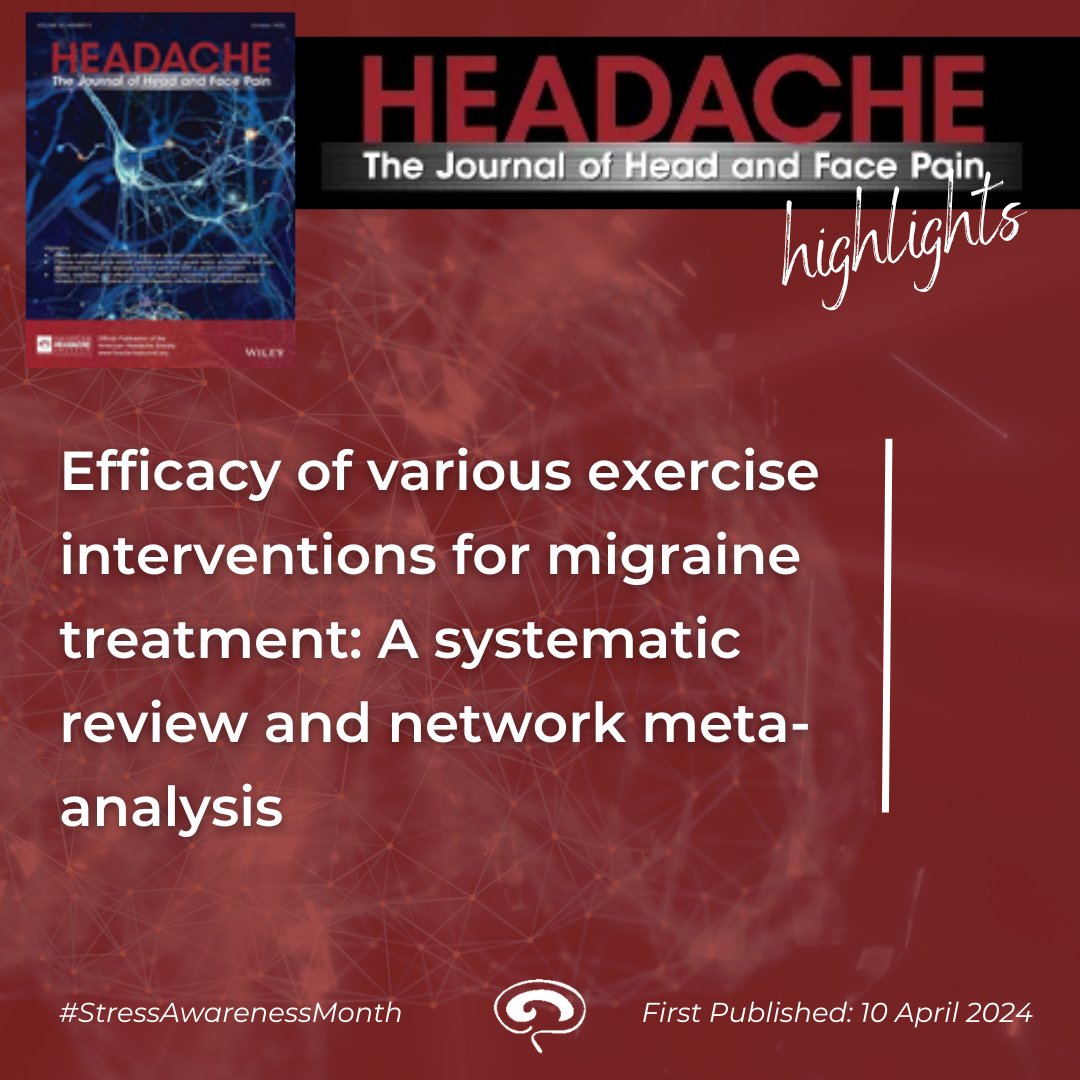 April is #StressAwarenessMonth, we know that exercise can act as a stress reducer, but can it help improve #migraine symptoms? @HeadacheJournal investigated and found that “people who did moderate-intensity aerobic exercise had fewer and less severe migraine symptoms.” Read here: