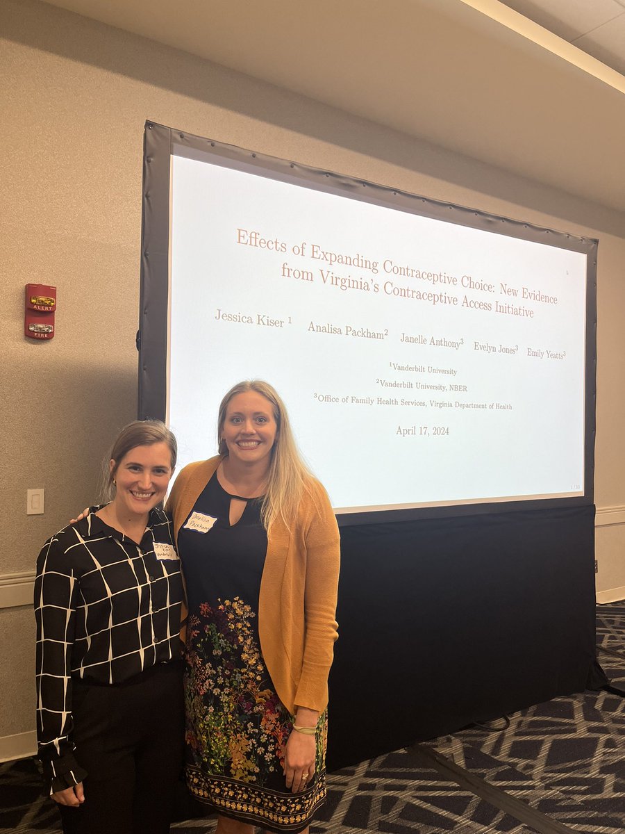 analisapackham's tweet image. Enjoyed having a chance to present at the Economic Demography workshop yesterday! I presented new work with @jessica__kiser on a contraception initiative in Virginia and watched @lindsbullinger present our joint work on cash and child maltreatment. A stacked program! ;)