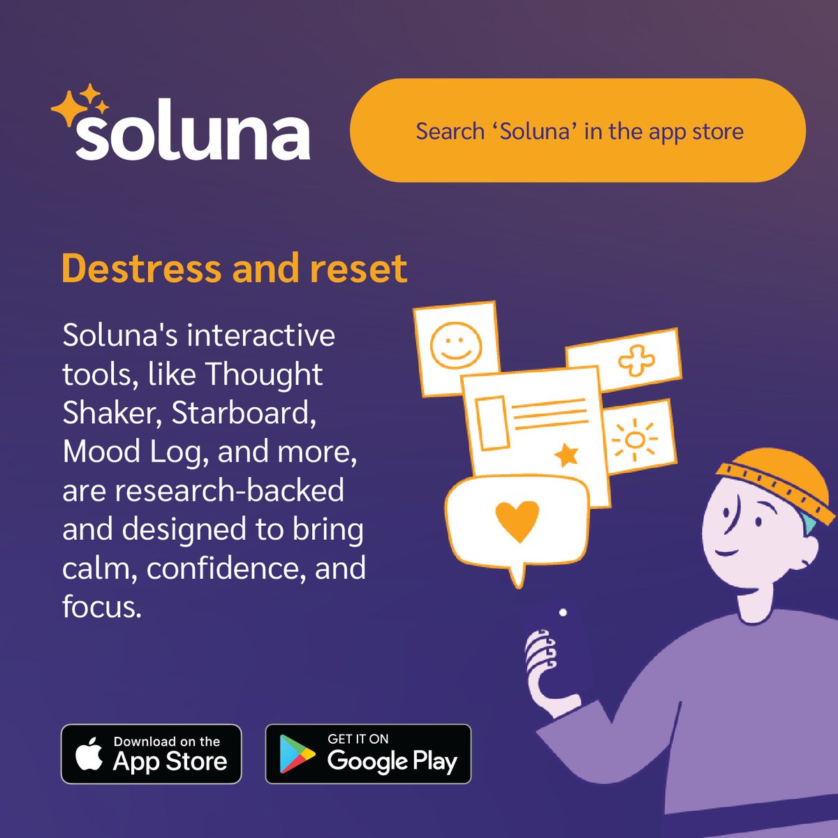 Soluna is the new go-to app to support the mental health & well-being of California's teens & young adults! 📲 It's free, easy to use & confidential and available for download now at calhope.org.