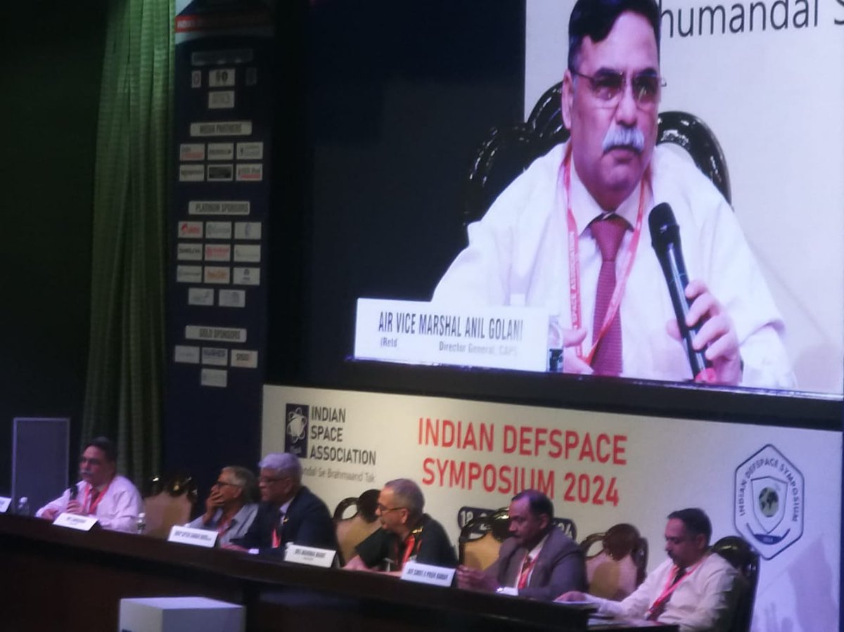 CAPS_INDIA's tweet photo. CAPS conducted a session on โChinaโs Defence Space Capabilitiesโ at ISpA DefSpace Symposium being conducted at Manekshaw Centre today. AVM Anil Golani, DG CAPS steered the discussions. Gp Capt Anand Rao, Senior Fellow, CAPS gave views on China's counterspace adventures. https://t.co/YcahdEEtli