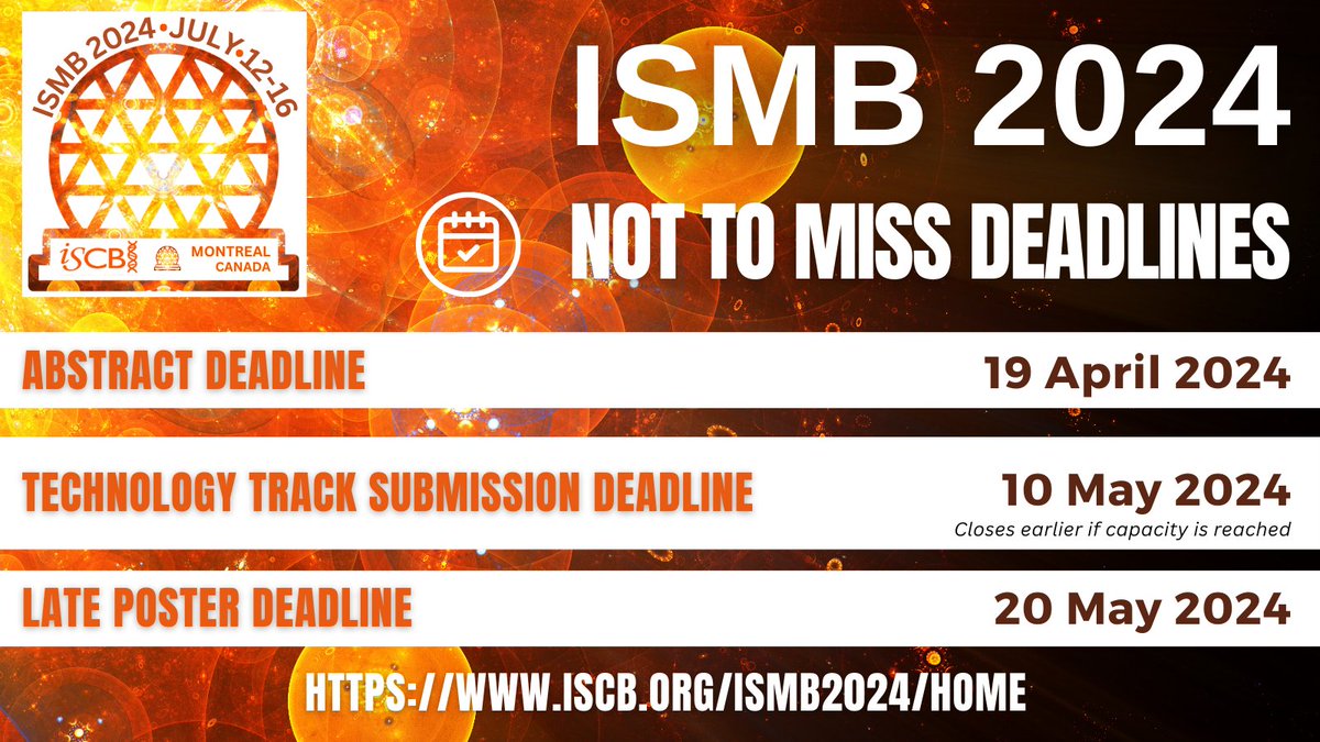 🚨The final day for abstract submissions is today, Friday, April 19! Submit before time runs out!: iscb.org/ismb2024/submi…