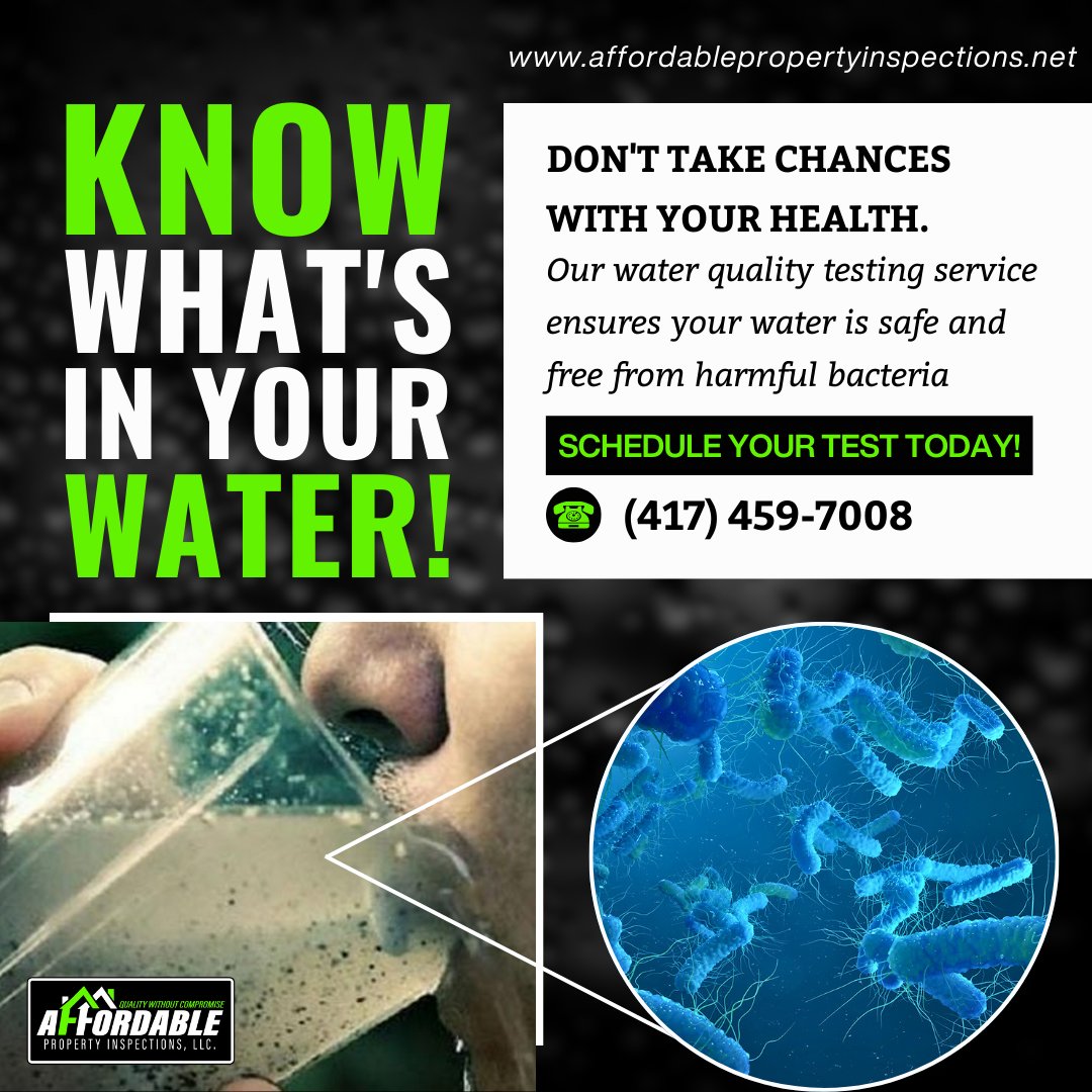 💧🌟 Ensure your water's purity with Affordable Property Inspections! Our water quality tests identify contaminants and safety issues, giving you peace of mind.

Dive into details today! 🔗 affordablepropertyinspections.net
👉 #WaterQuality #HealthyHome #SafeDrinkingWater