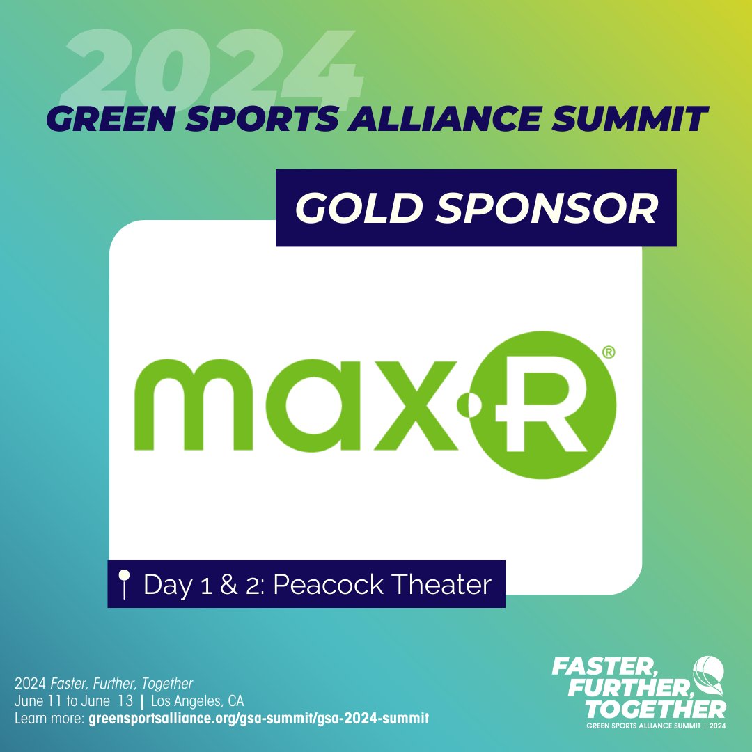 Welcome #maxR as a Gold sponsor for 2024 Green Sports Alliance Summit: Faster, Further, Together. Thank you to #maxR for supporting #GreenSports. We look forward to seeing you in LA. Click here to secure your ticket for #24GSASUMMIT 🔗 greensportsalliance.org/gsa-summit/202…