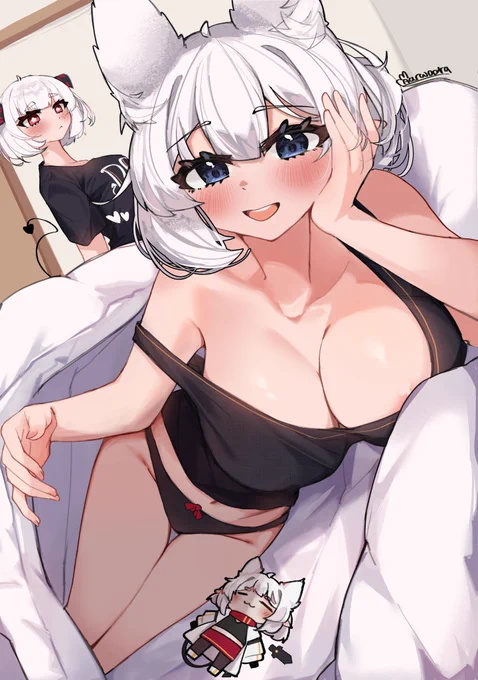it's late! would you join her for a nap?  