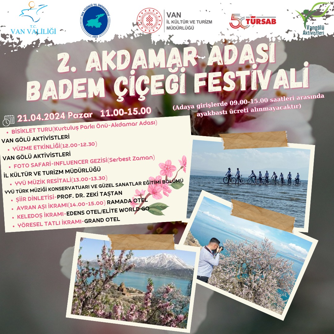Dünkü manşetimizde Akdamar Adası'nda Badem Çiçeği Festivali önerisinde bulunduk. Kültür ve Turizm İl Müdürlüğü güzel haberi verdi. 🌸 <a href="/piskin_engin/">Engin pişkin</a>