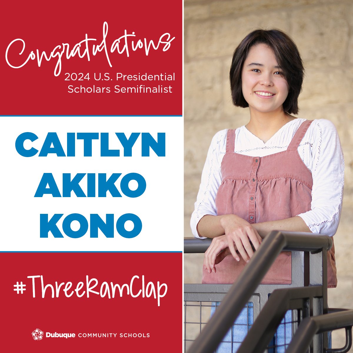 dbqschools's tweet photo. We are #DBQSchoolsProud of @SeniorRamFam student Caitlyn on being named a 2024 semifinalist for the U.S. Presidential Scholars Program! We also extend our congratulations to our @HempsteadDBQ 2024 candidates.

FURTHER DETAILS: https://t.co/JVEouFoS9z https://t.co/LUQPk2I6W9