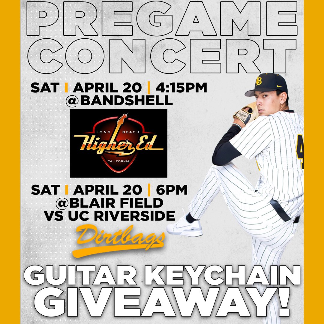 Come watch CHHS #Dean Monica Lounsbery perform with her fellow PhD’s in the band HigherEd 🎸 before the #Dirtbags game on Saturday 4/20. Get your ballgame tickets at longbeachstate.com/sports/baseball