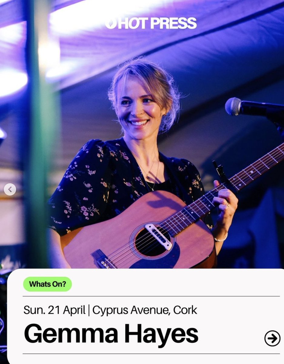 Thanks to @hotpress for recommending @gemma_hayes show @CyprusAveCork this Sunday. Tickets from eventbrite.ie/e/gemma-hayes-…