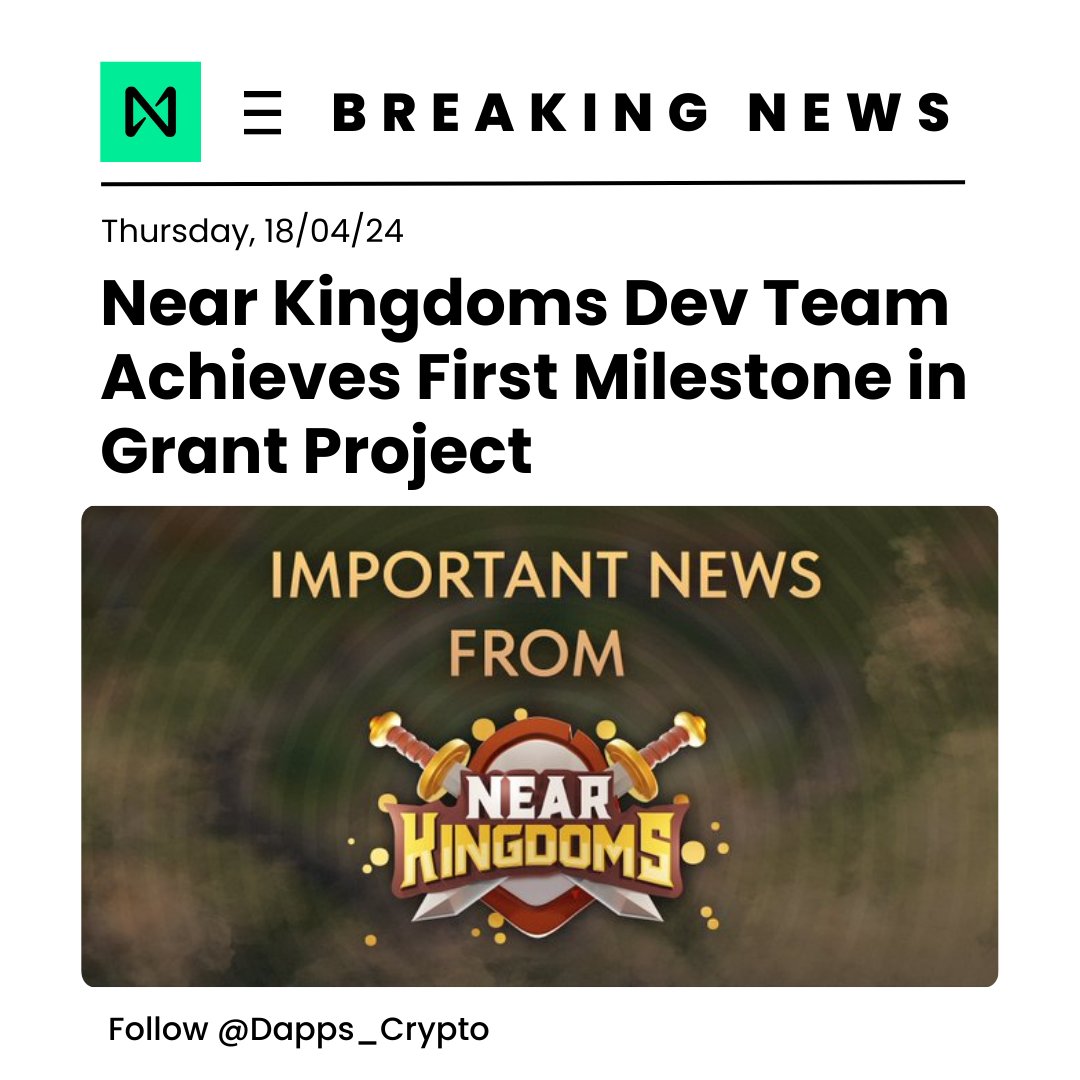 🔥BREAKING: <a href="/nearkingdoms/">Near Kingdoms 👑</a> dev team! smashed their first milestone, but that's just the start! 🚀 Here's what they've achieved so far:

-Developed game server
-Auth service via any #Near wallet
-Multiplayer solution for thousands
-Upgraded Player's Castle &amp; movement

Plus, they've