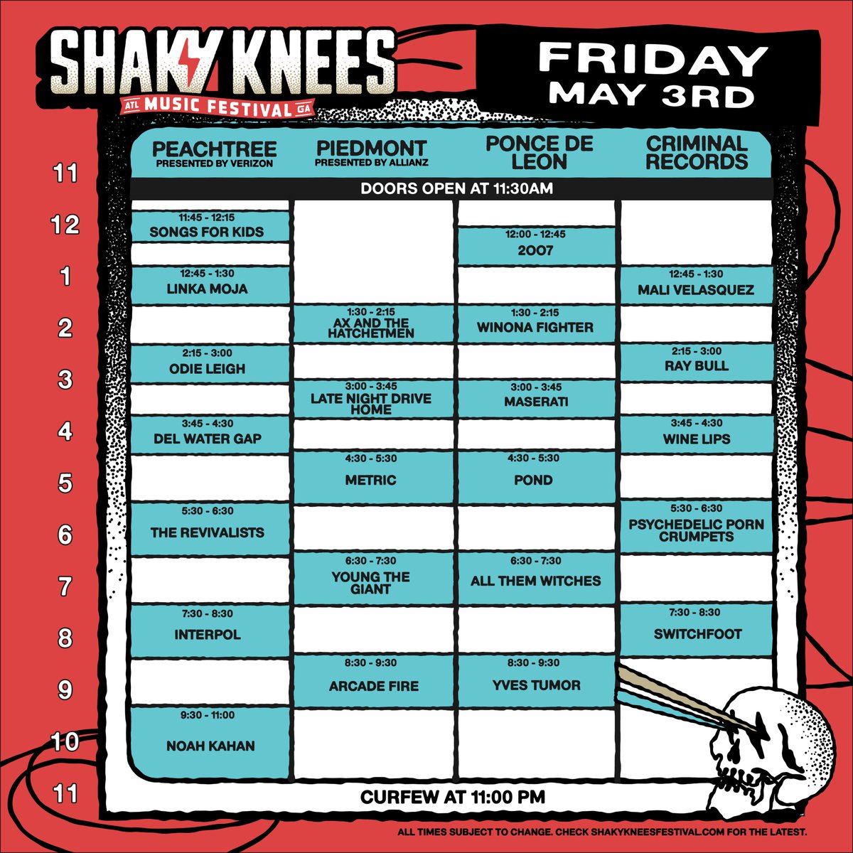 Shaky Knees schedule