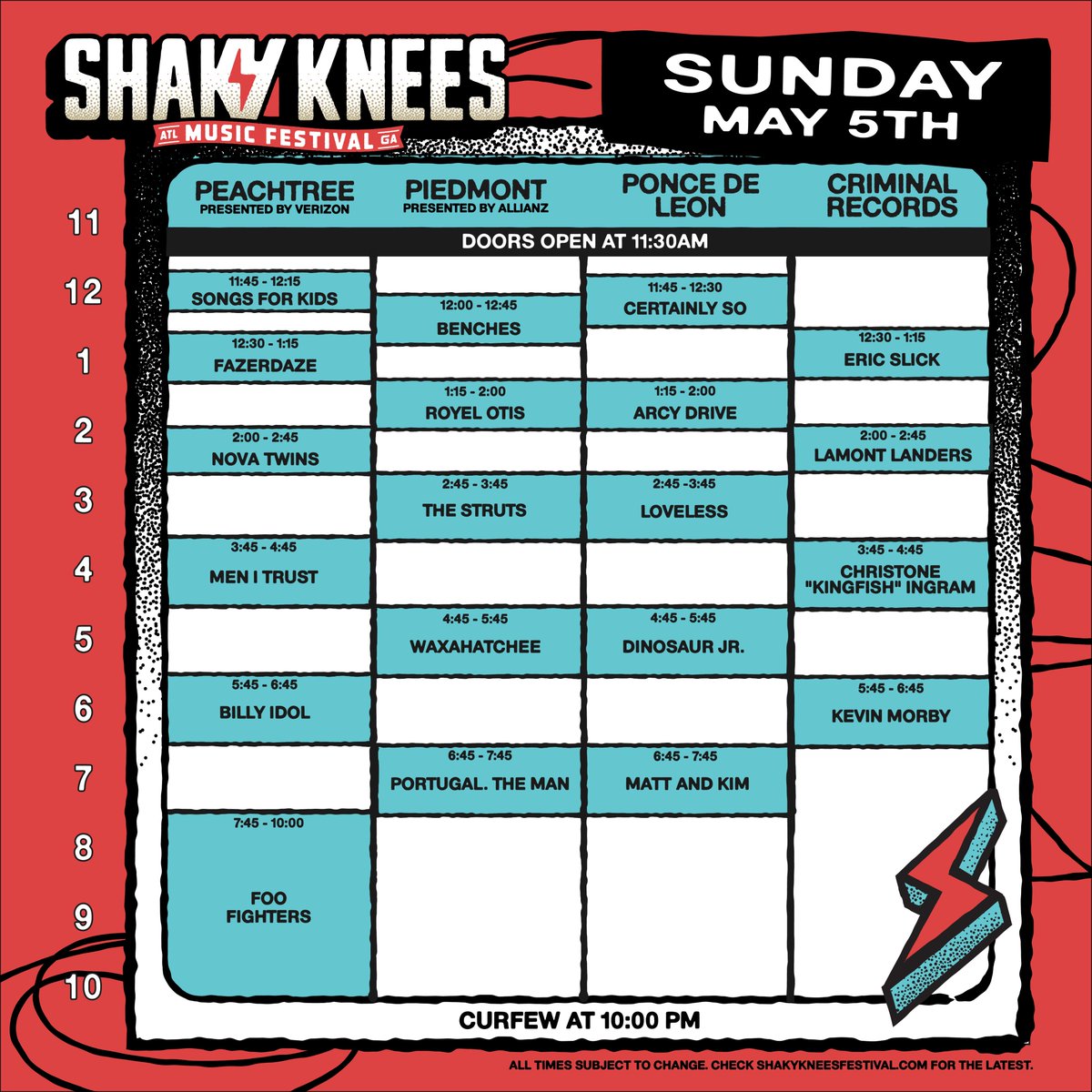 Shaky Knees schedule