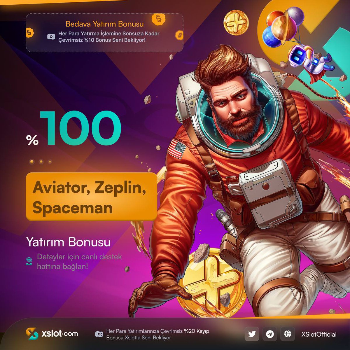 🔥 %100 NAKİT BONUS! AKTİF

✈️ Aviator-Zeplin-Spaceman Oyunlarında Geçerli %100 Yatırım Bonusu şimdi Xslot'da

⚡️Giriş ➡️ cutt.ly/xslotcom

#xslotgiris #xslotcasino #xslotslot #xslotbahis #denemebonusu #denemebonusuverensiteler #slot #casinobonus #casinositeleri