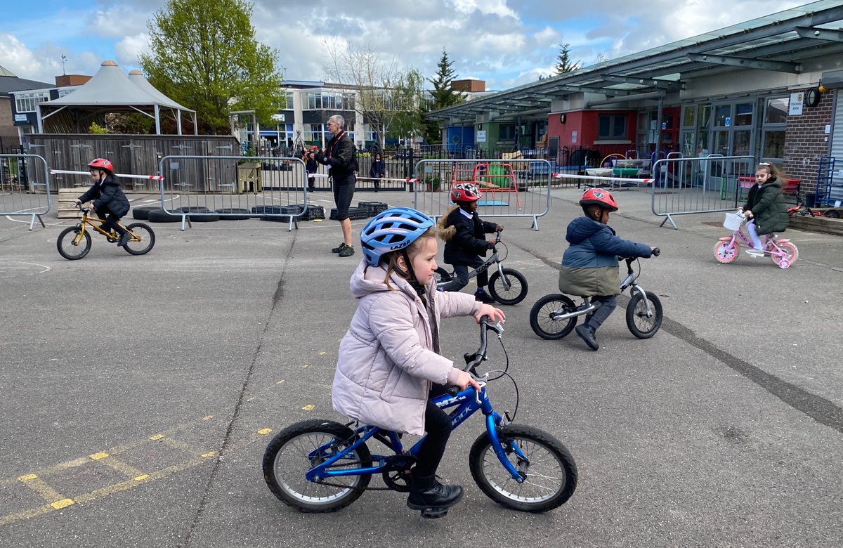 Great training from @CycleConfident this week for our Reception children  - they can ride 2 wheelers now!!! without stabilisers!!! #bikeability