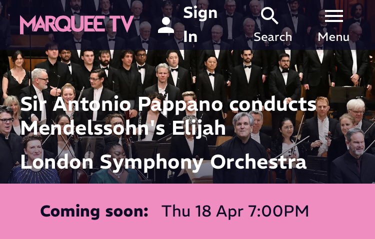 If you missed our recent performances of Mendelssohn’s Elijah with @londonsymphony & @antonio_pappano then you may like to know that it will be streamed from 7 tonight on Marquee tv and will be free for 48 hours. marquee.tv/videos/london-…
