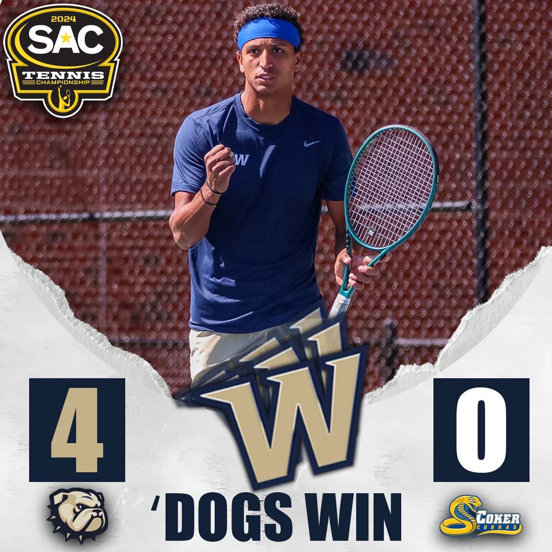 BULLDOGS WIN!!!!! #11 @WingateTennis opens SAC Tourney play with a 4-0 victory over Coker!! 'Dogs advance to the SAC Tournament Semifinals Friday, facing LMU at 9 AM Recap | shorturl.at/hAIJP #OneDog