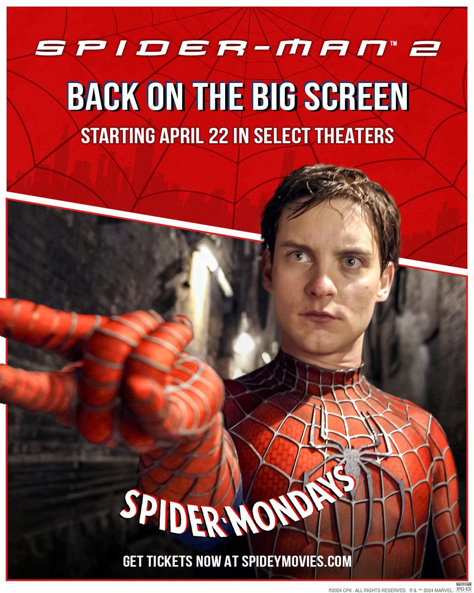 Back in action. Don’t miss #SpiderMan 2 in select theaters for a limited time beginning Monday. Get tickets: spideymovies.com