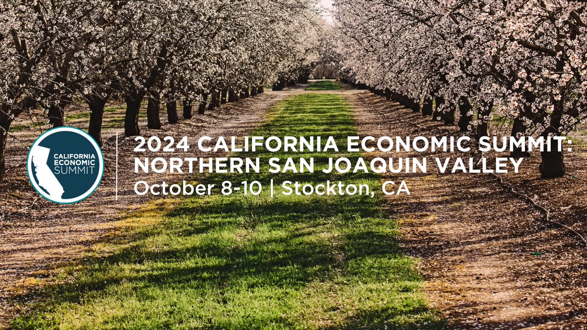 Did you hear? The 2024 CA Economic Summit is Oct. 8-10 in Stockton! The Northern San Joaquin region is the home of manufacturing, ag, transportation, clean energy, higher ed & more! Registration opens this summer. For updates, subscribe to our newsletter cafwd.org/newsletter/