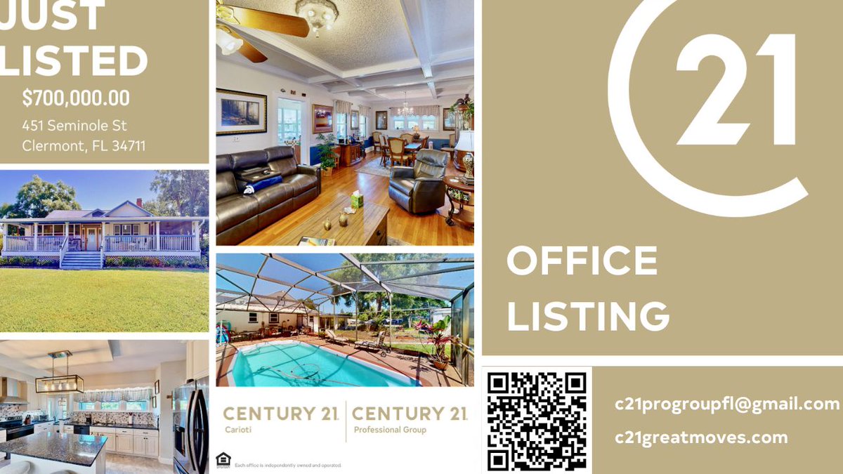 Just Listed!  For more info click on link century21.com/listingdetail/…

For other listings visit C21greatmoves.com

#Century21,#Century21Carioti,#RealEstateOrlando,#RealEstateFL,#OrlandoRealEstate,#FLRealEstate,#C21ProfessionalGroup,#neversettle