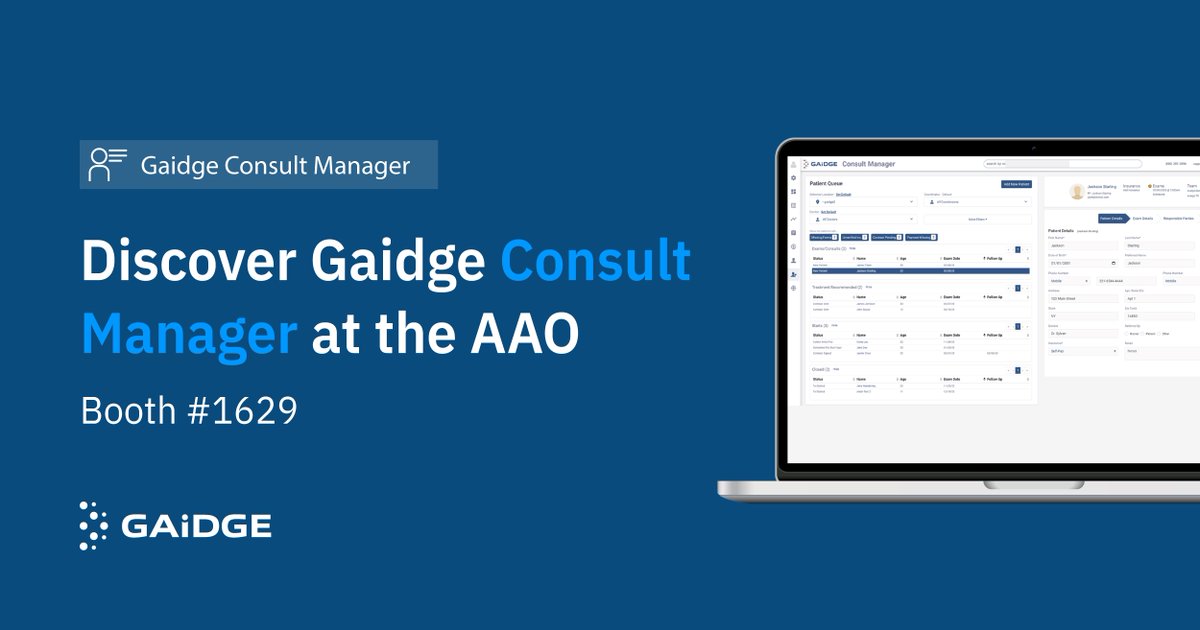 Discover the power of Gaidge Consult Manager at the AAO! From insurance details and new patient forms to appointment confirmations and a payment presentation tool, learn how to revolutionize your practice's workflow. See you at booth #1629!