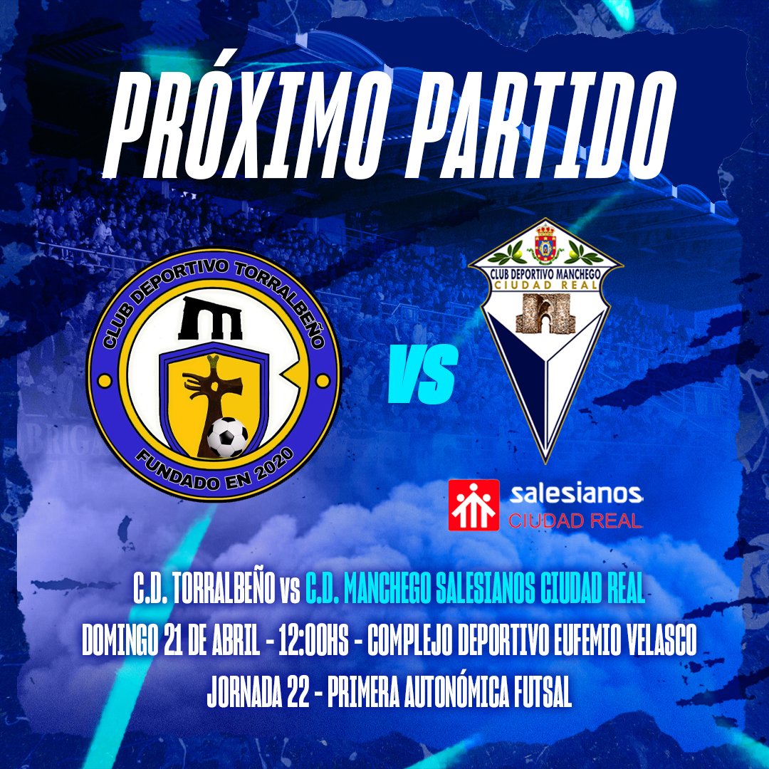 🔵 PRÓXIMO PARTIDO ⚪️

🆚C.D. Torralbeño
🏟️ Complejo Deportivo Eufemio Velasco
🕓 Domingo 21/4 - 12:00h

#AupaManchego 💙🤍