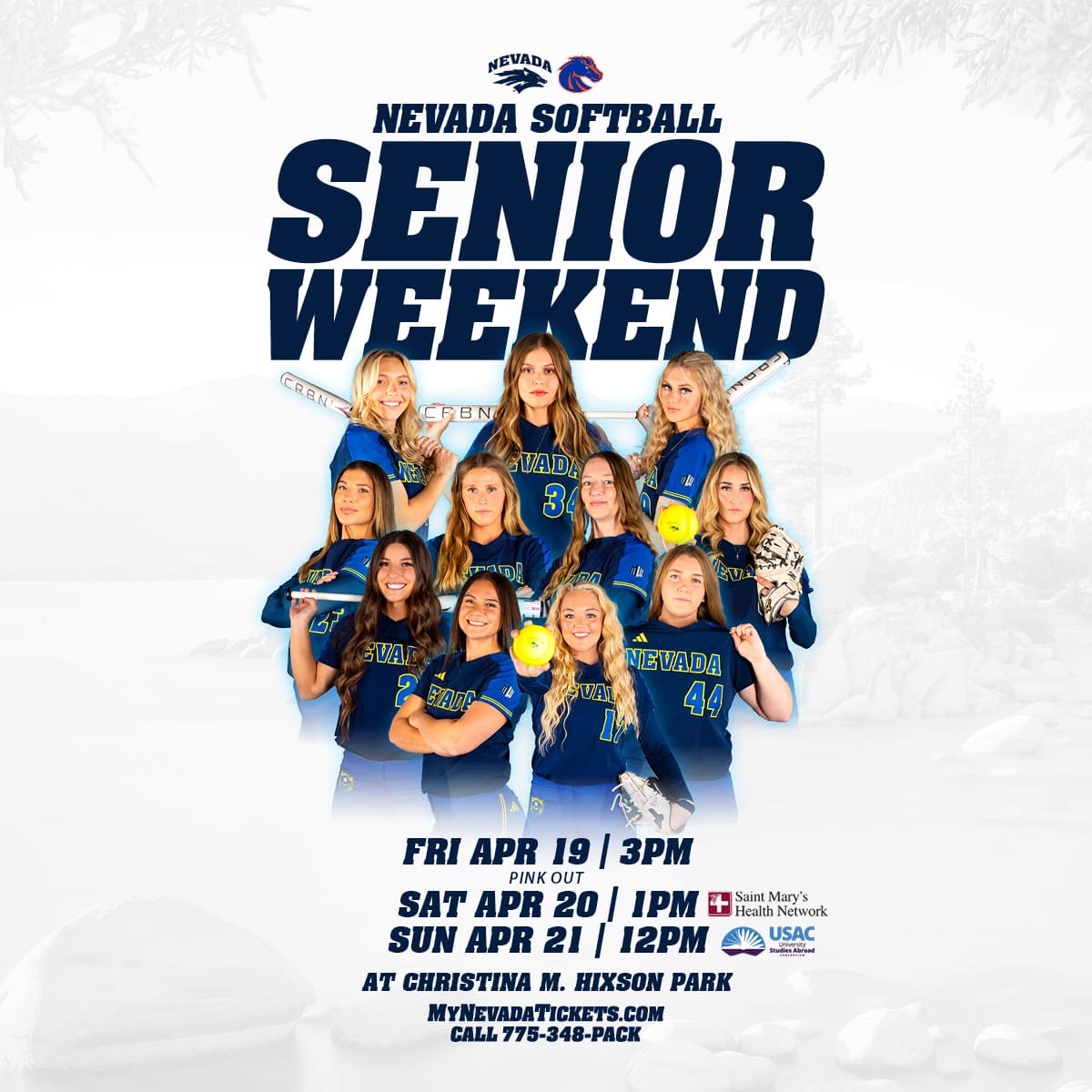 One last time for our seniors💙 Come join us at Hixson this Saturday and Sunday as we celebrate senior weekend! Buy your tickets NOW 🎟️ bit.ly/4bUUAja #BattleBorn