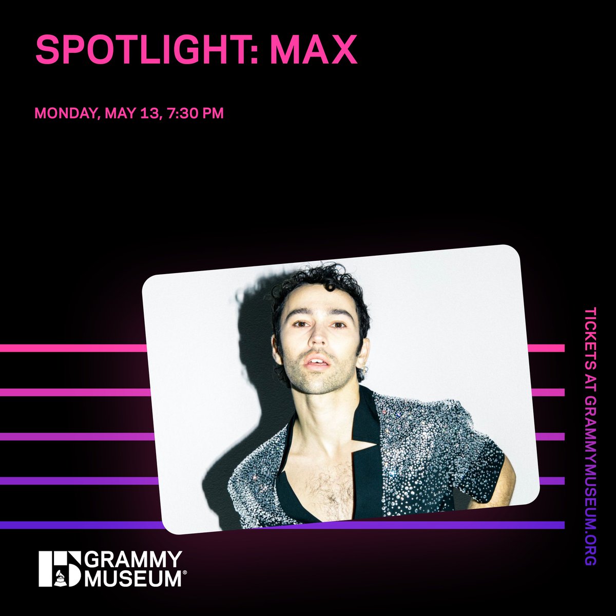 With @MAXMusic at the #GRAMMYMuseum, we won't stop getting butterflies. 😍 Don't miss the artist's performance and conversation with moderator @Tomas_Mier about his latest album 'LOVE IN STEREO.' 🎟️ Get tickets now: grm.my/3vUF2f2