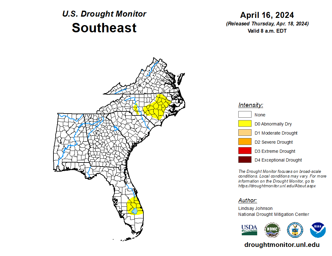 💧 In the Southeast: rain cleared up lingering dryness along the Gulf Coast. However, eastern North Carolina and southern Florida missed out on this week's rain (adding to the 14 to 30-day deficit), so dryness expanded in those areas. drought.gov #DroughtMonitor