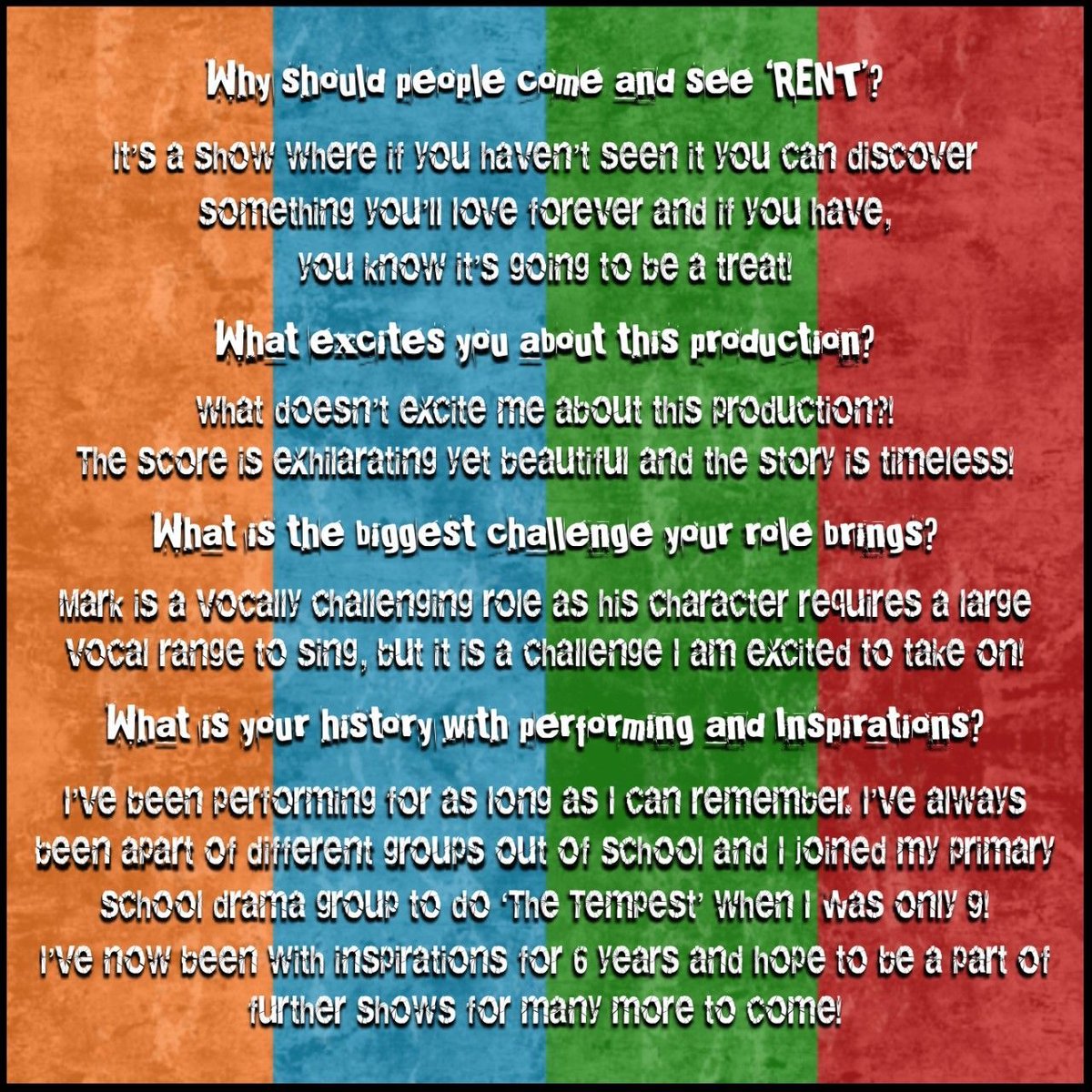 👋 Meet the Cast 🎥

Hello to Leighton Hendon taking on the pivotal role of Mark Cohen in RENT 2024! 

Read here as Leighton talks about his love of performing and how he is bringing the character of Mark to life 🌟

Get your tickets here! ⬇️

bit.ly/3PJ3neD