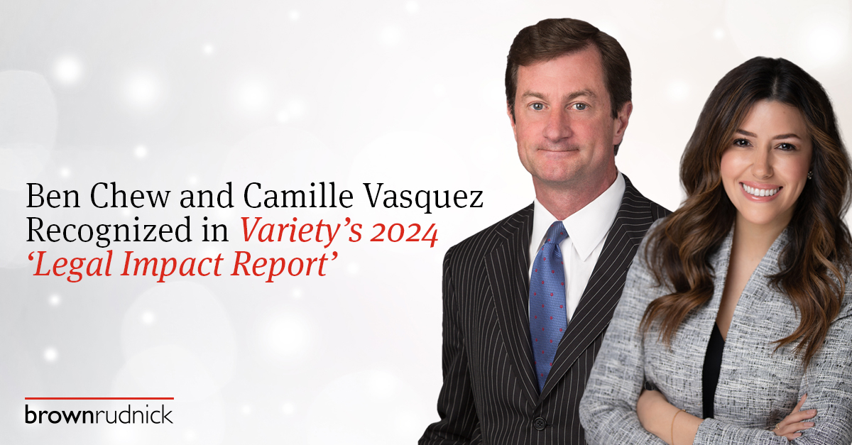 Partners Ben Chew and Camille Vasquez have been named to @Variety’s 2024 “Legal Impact Report,” which recognizes Hollywood’s top entertainment lawyers who are “well-equipped to make award-winning wins for their clients.” Read the full profile here: tinyurl.com/4sjbcsf9