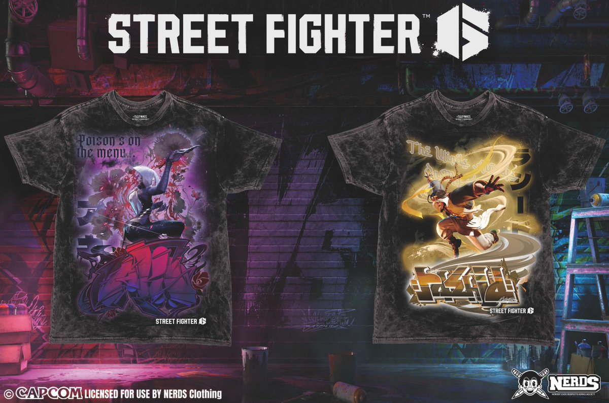 Here comes a new challenger! New additions to the Street Fighter 6 vintage shirts by @nerdsclothing are here! Up your style dosage with A.K.I, or leave it to the wind with Rashid! Shop these styles and more at nerdsclothing.com