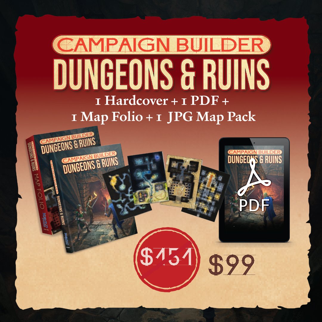 The treasure of savings awaits! Cash in on the biggest deal of Campaign Builder: Dungeons and Ruins It's a trap ❗ 💀: kck.st/4d1IyVu #DND | #TOV | #TTRPG