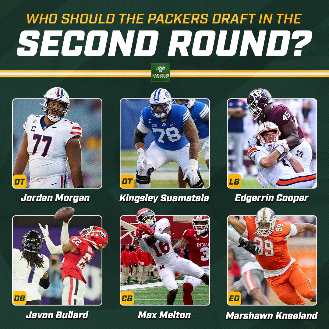 Who should the Packers select at 41st and 58th overall? 🤔 #LockedOnPackers #Packers #GreenBayPackers #NFLDraft