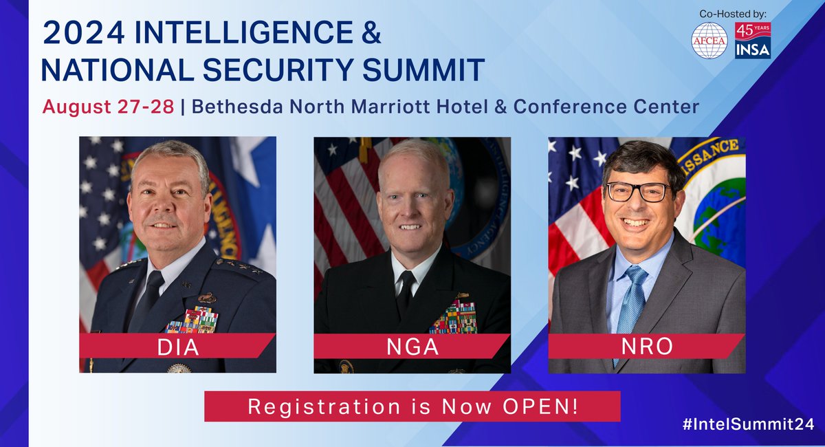 Registration is now OPEN for the #IntelSummit24! Join nearly 2,000 government, academic, and industry leaders on August 27-27 in Bethesda, MD for the nation’s premier conference focused on critical intelligence and national security issues. In partnership with @AFCEA_Intel,…