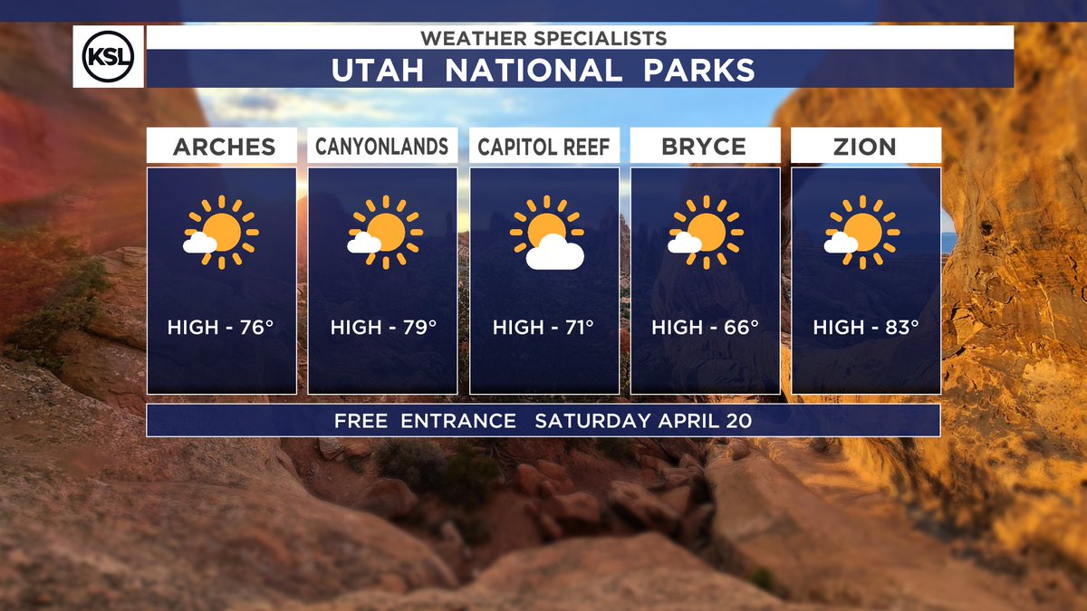 FREE entry to the national parks this weekend! I've got some perfect weather dialed up too! #utwx