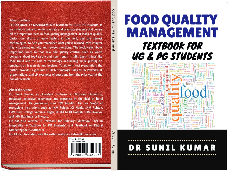 My 5th book, "Food Quality Management: Textbook for UG &amp; PG Students