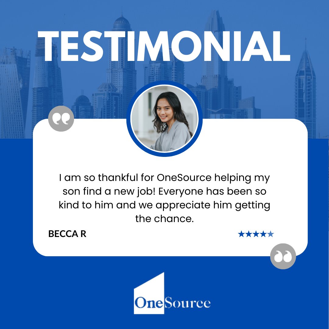 Extremely grateful that we were able to help Becca's son find a job. We thank him for trusting us with his job search. #TestimonialThursday #Testimonial #JobSearch #CareerSuccess