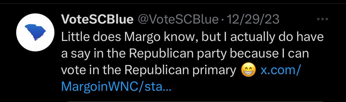 This is an example of why we must have closed primaries in South Carolina. Democrats openly admit they vote in our Republican elections.