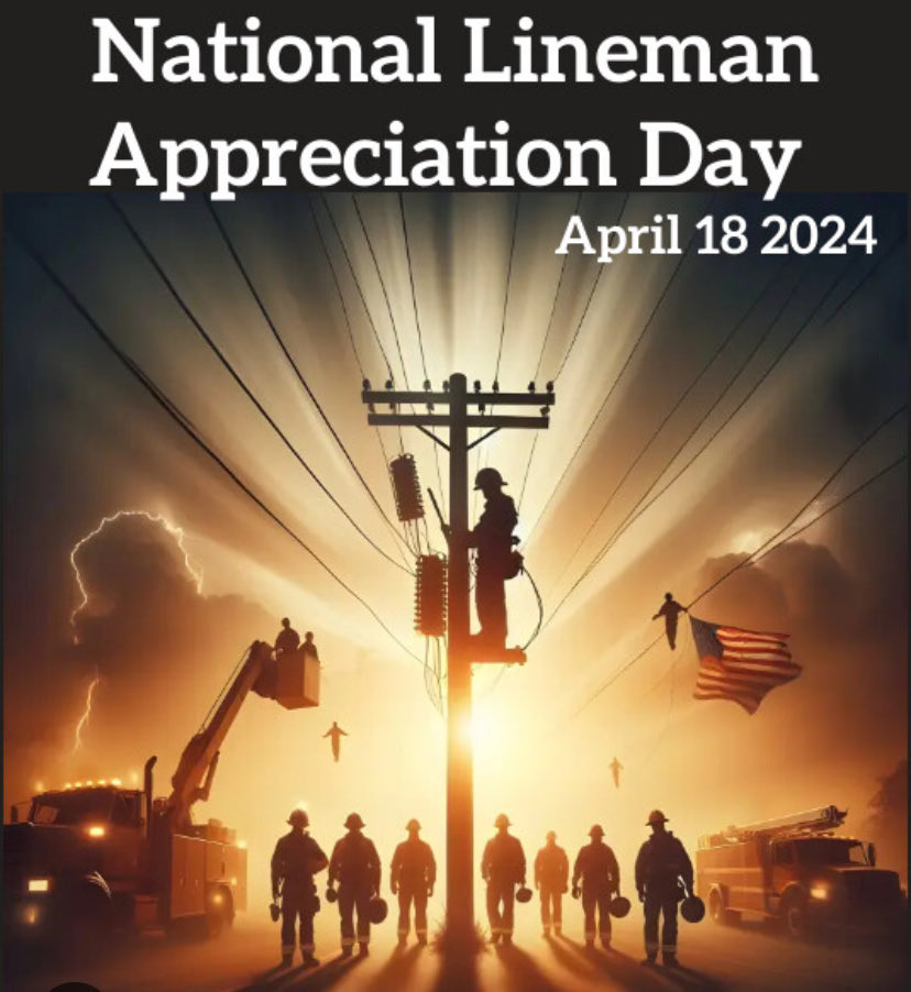 Thank you to all of our lineman and crews who work tirelessly to power our community.