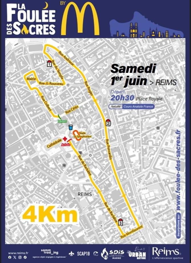 🆕️ A découvrir également cette année➡️ un format de 4️⃣ km

🔄 1 seule boucle à parcourir
 
Départ 🚀 et arrivée 🏁 identiques que pour le format 8 km

📝 Inscription et informations ℹ  sur foulee-des-sacres.fr