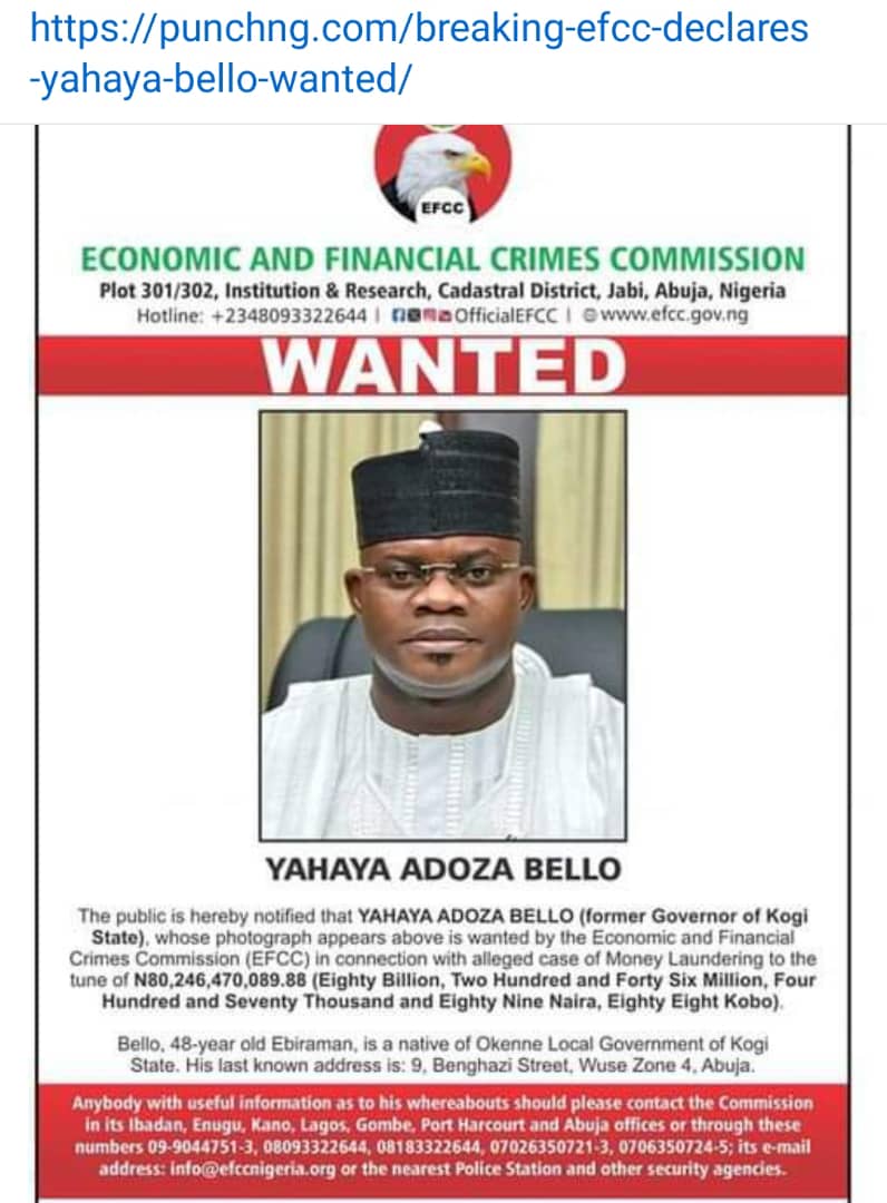Yahaya Bello: From White Lion to Wanted Lion A while white lion, running from an Eagle. Una don see this kind mystery before. Lion suppose swallow Eagle now. Wetin come dey happen?